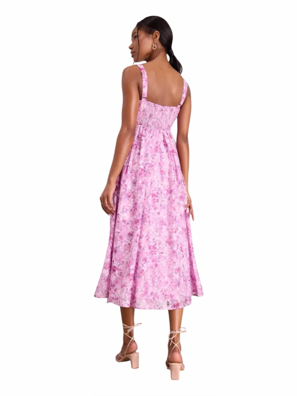 Lulus NWT “Colwyn” Light Magenta Floral Jacquard Bustier Midi Dress In Size XL. - Picture 14 of 16